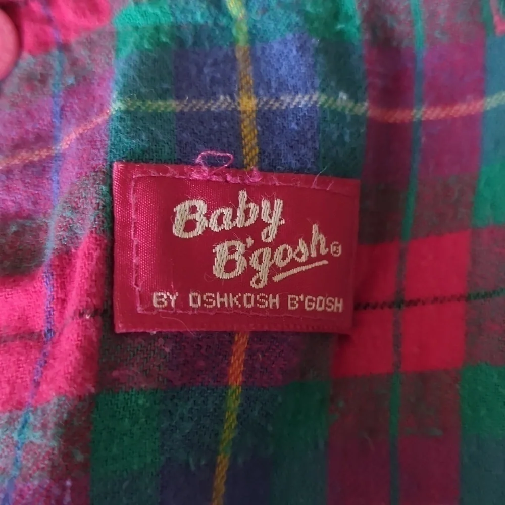 Vintage Baby B'Gosh Plaid Footed Overalls & Matching One Piece Set Size 6-9 M